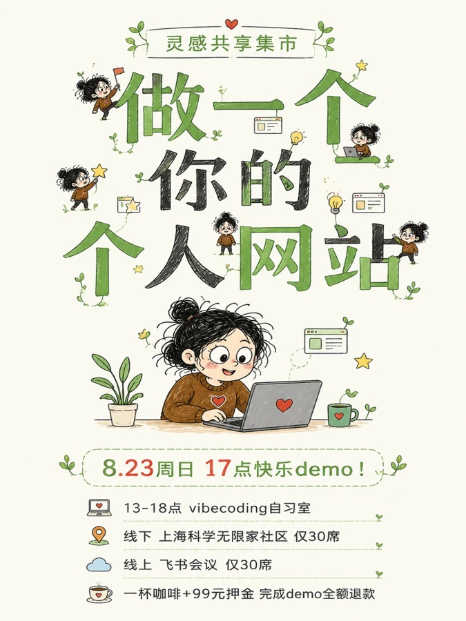 灵感共享集市个人网站工作坊活动海报